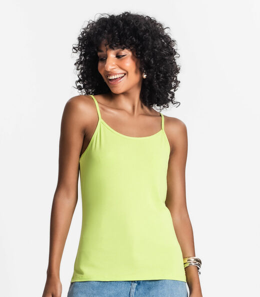 Blusa de Alça Feminina Viscotorcion Básica Rovitex Verde