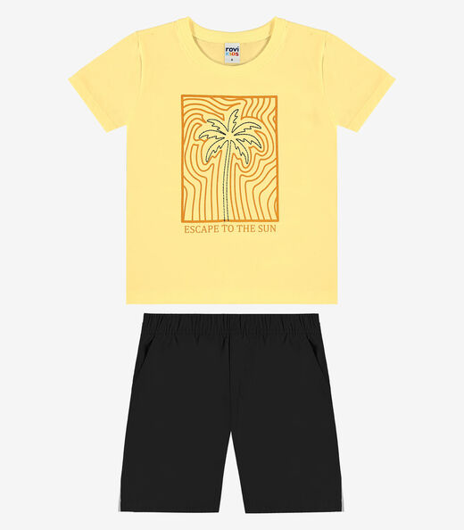 Image_Conjunto Camiseta Com Bermuda Infantil Rovi Kids Amarelo