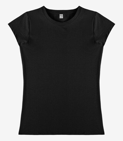 Blusa Feminina Básica Algodão Infinita Cor Preto