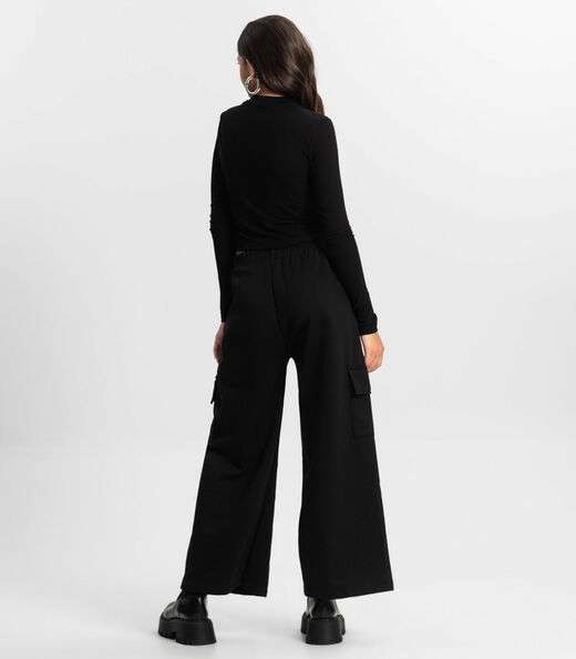 Calça Wide Leg Juvenil Minty Preto