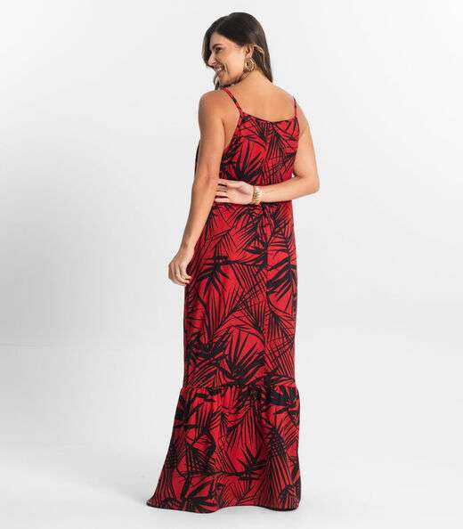 Vestido Longo Feminino Estampado Select Vermelho
