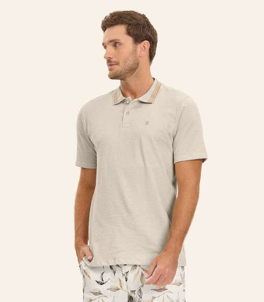 Image_Polo Masculina Diametro em Malhão Fruit Bege