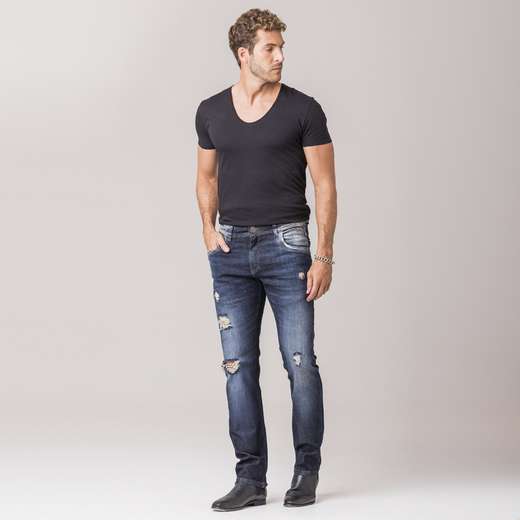 Calça Skinny Destroyed Masculina Jeans Casual Zune