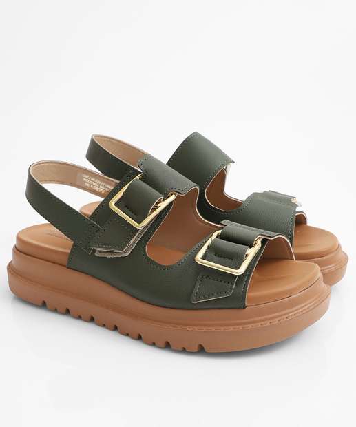 Sandália Flatform Feminina Fivela Modare Verde