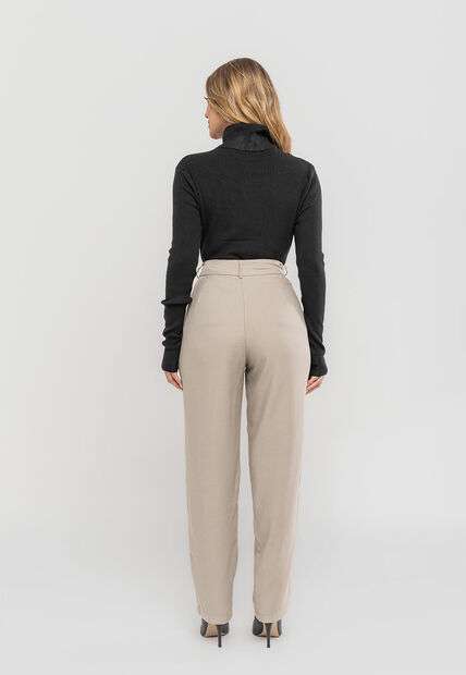 Blusa Tricot Modal Canelado Gola Rolê Preto Salvatore