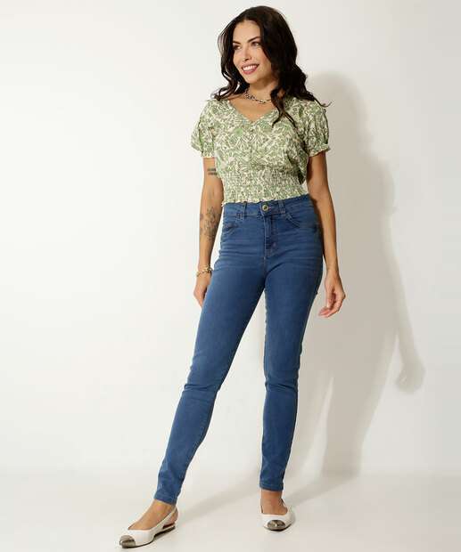 Blusa Feminina Estampa Floral Manga Curta Marisa