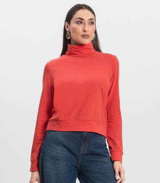 Moletom Gola Alta Infinita Cor Feminino Laranja