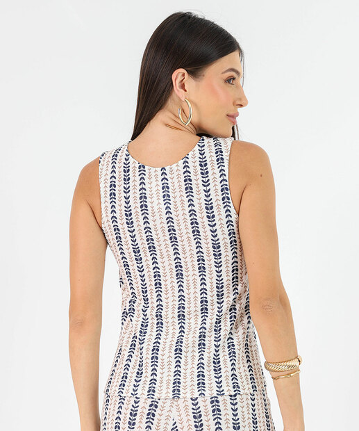 Blusa Regata Feminina Estampa Geométrica Marisa Off White