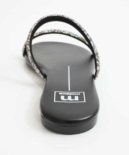 Rasteirinha Feminina Tiras Strass Moleca Preto