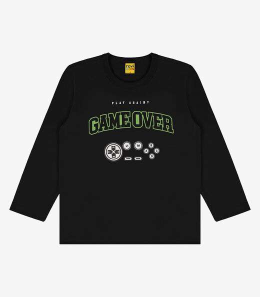 Camiseta Infantil Manga Longa Rovi Kids Preto