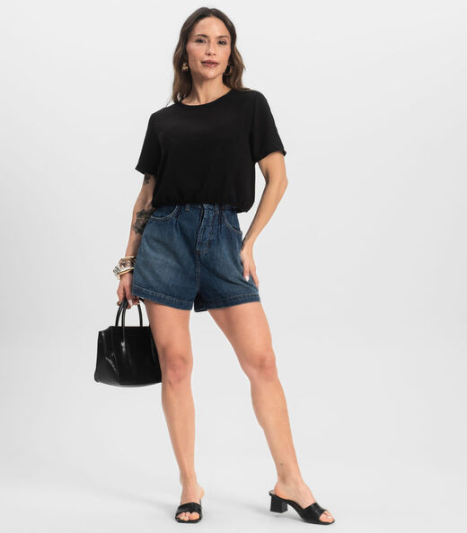 Blusa Feminina Manga Curta Infinita Cor Preto