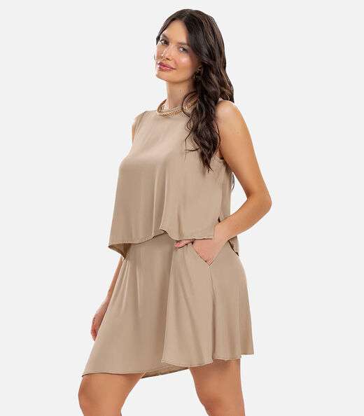 Saia Curta Viscose Sarjada Rovitex Marrom