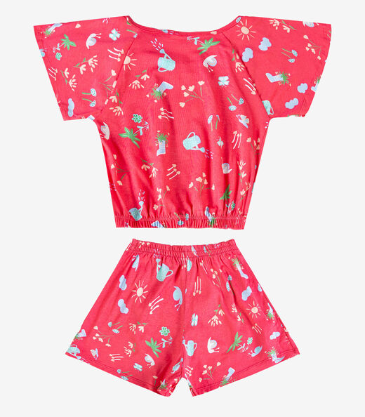 Conjunto Infantil Menina Blusa E Short Select Rosa
