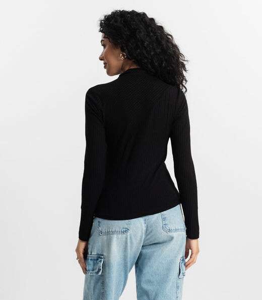 Blusa Manga Longa Feminina Rovitex Preto