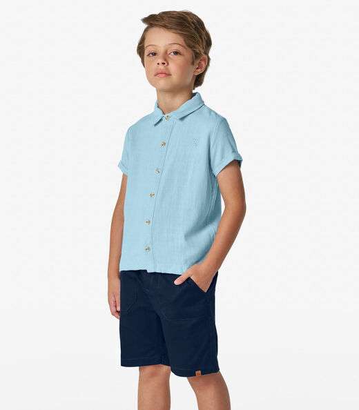Image_Camisa Infantil Masculina Com Botões Trick Nick Azul