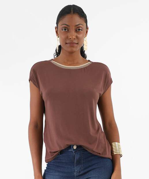 Image_Blusa Feminina Recorte Manga Curta Marisa Marrom