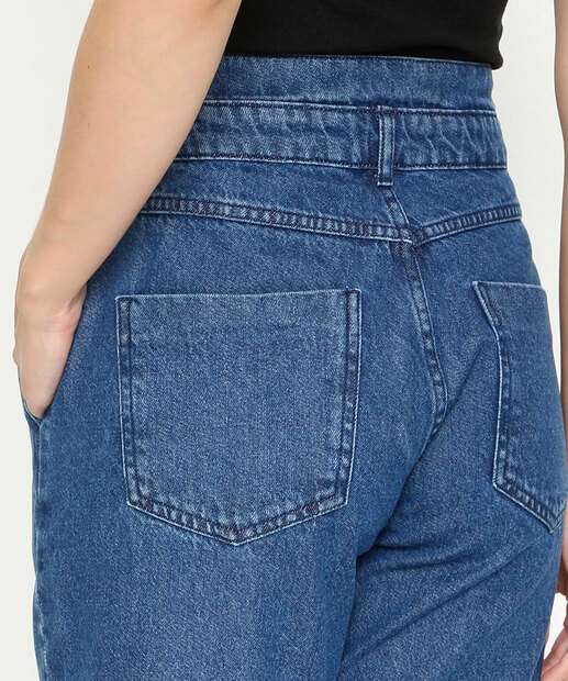Calça Mom Jeans Feminina Bolsos Marisa