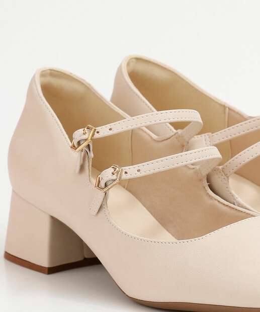 Scarpin Feminino Bico Redondo Salto Grosso Bebecê 