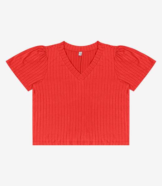 Blusa Canelada Plus Infinita Cor Vermelho