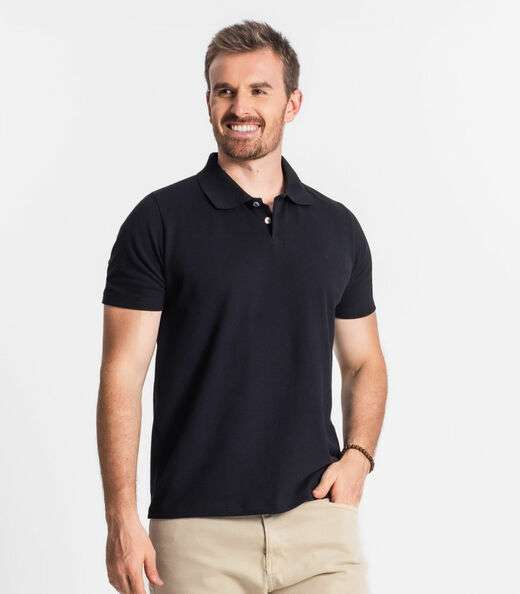 Camisa Polo Básica Masculina Diametro Preto