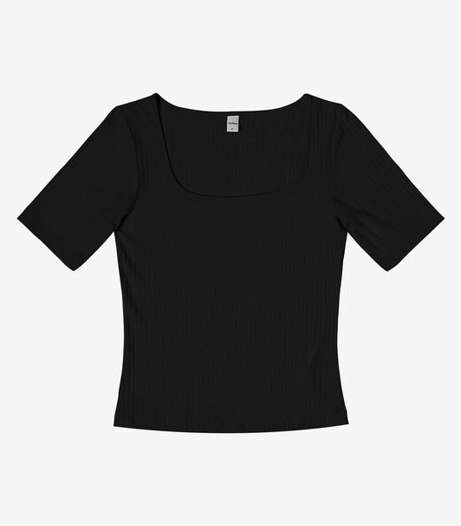 Blusa em Ribana Canelada Rovitex Preto