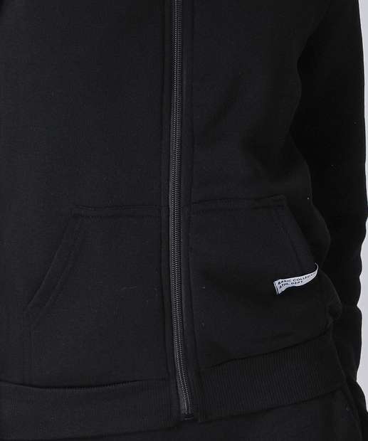 Casaco Juvenil Moletom Flanelado Marisa Tam 10 a 16 Preto