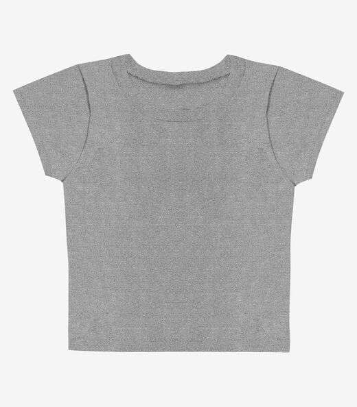 Blusa Básica Infantil Manga Curta Lisa Soletex Cinza