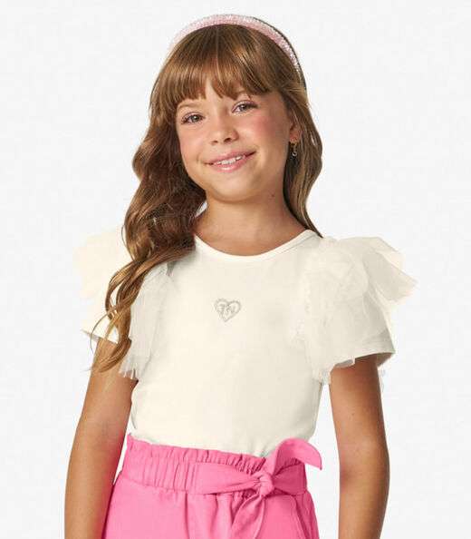 Conjunto Blusa com Shorts cotton leve Trick Nick Off White