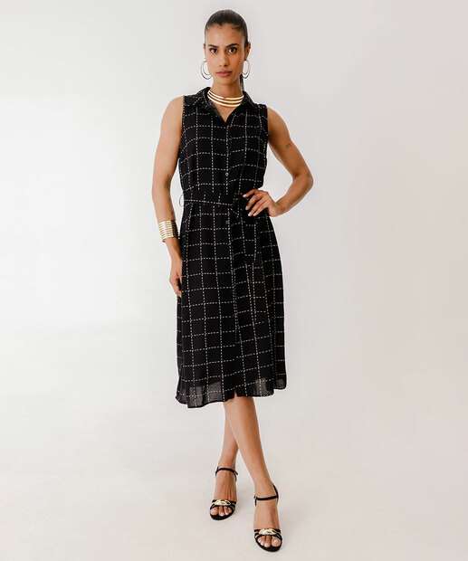 Image_Vestido Feminino Chemise Midi Quadriculada Marisa