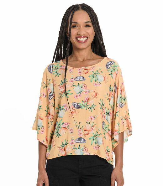 Blusa Feminina Manga Morcego Rovitex Amarelo