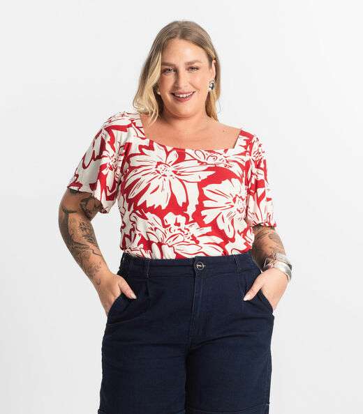 Image_Blusa Feminina Manga Ampla Secret Glam Vermelho