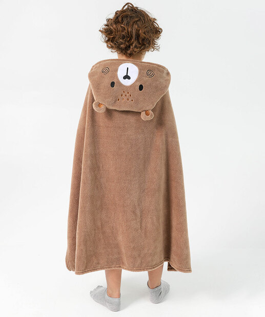 Manta Infantil Capuz Urso Marisa Marrom