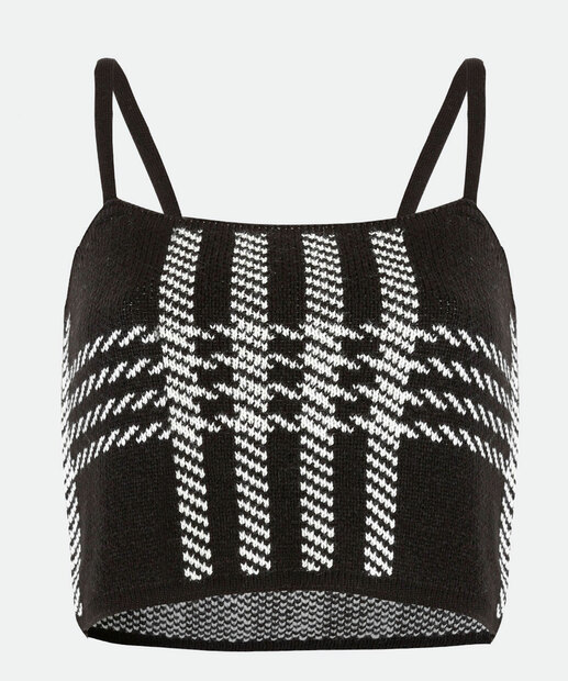 Blusa Cropped Feminina Tricô Pied Poule Alças Finas Marisa