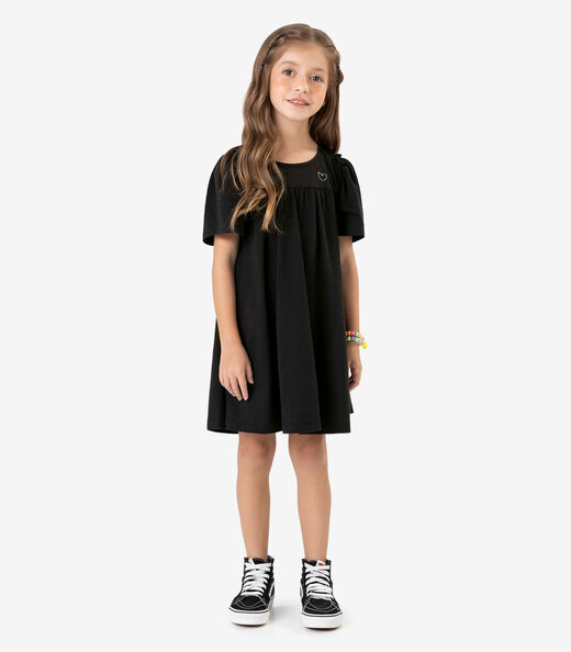 Vestido em Meia Malha Rovi Kids Preto