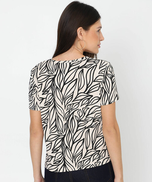 Blusa Feminina Viscolycra Estampa Folhas Marisa Bege