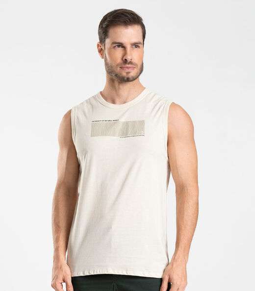 Regata Meia Malha Masculina Diametro Bege