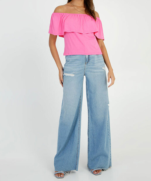 Blusa Ciganinha Feminina Babado Manga Curta Marisa