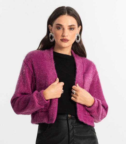 Cardigan Feminino Tricô Felpudo Endless Roxo