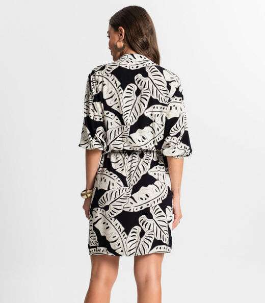 Vestido Chemise Estampado Endless Preto