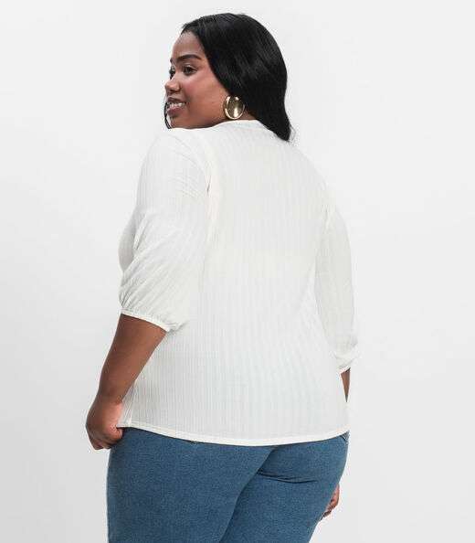 Blusa Canelada Plus Infinita Cor Bege
