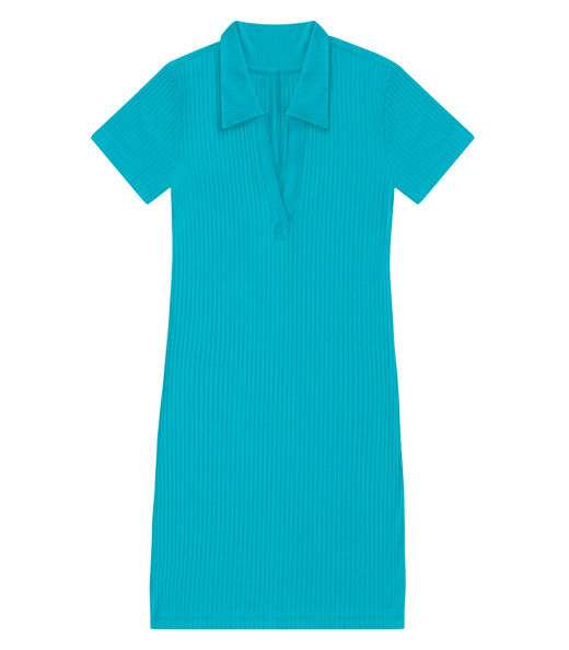 Vestido De Ribana Canelado Feminino Endless Azul