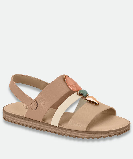 Image_Sandália Feminina Rasteira Pedras Sintéticas Modare Bege 