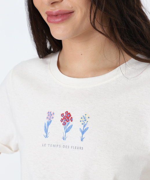 Blusa Feminina Estampa Frontal Marisa Off White