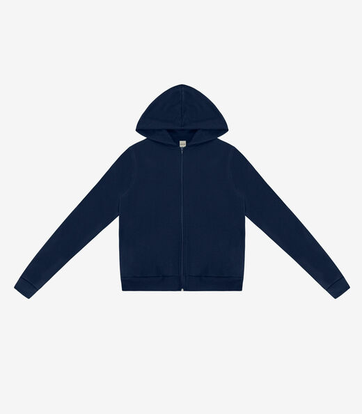 Jaqueta Feminina Básica Moletom Peluciado Rovitex Azul