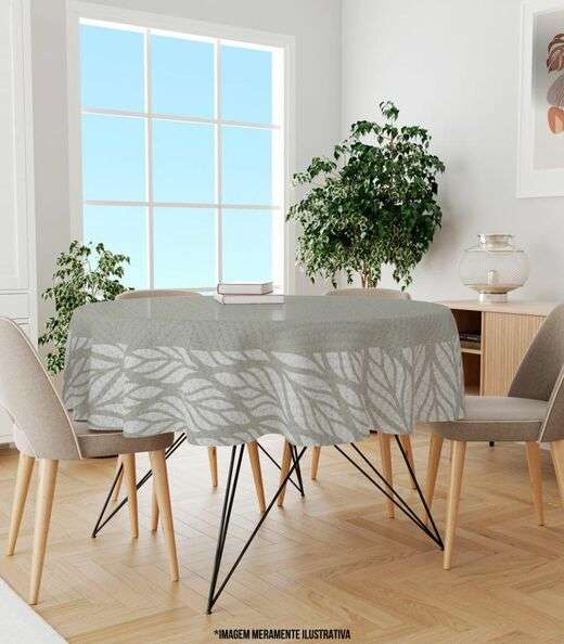 Toalha De Mesa Redonda  Wevans Cinza