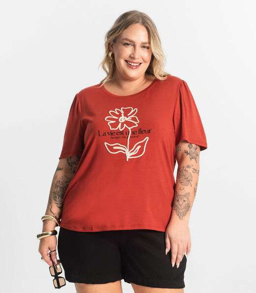 Image_Blusa Feminina Manga Curta Secret Glam Laranja