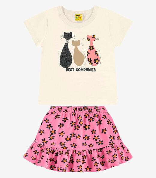 Image_Conjunto Blusa com Saia infantil Rovi Kids Bege
