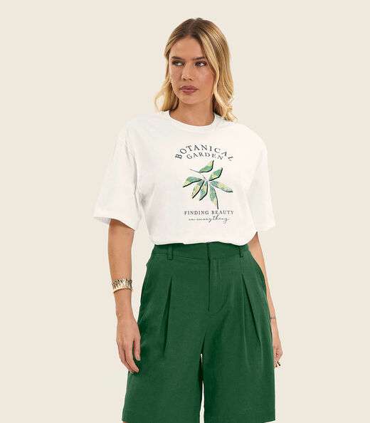 Image_Camiseta Feminino Manga Curta Meia Malha Endless Bege