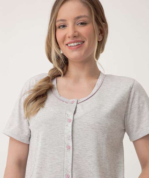 Pijama Feminino Capri Mescla Botões Marisa Cinza