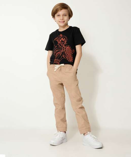 Calça Infantil Jogger Sarja Bolsos MR Tam 4 a 10